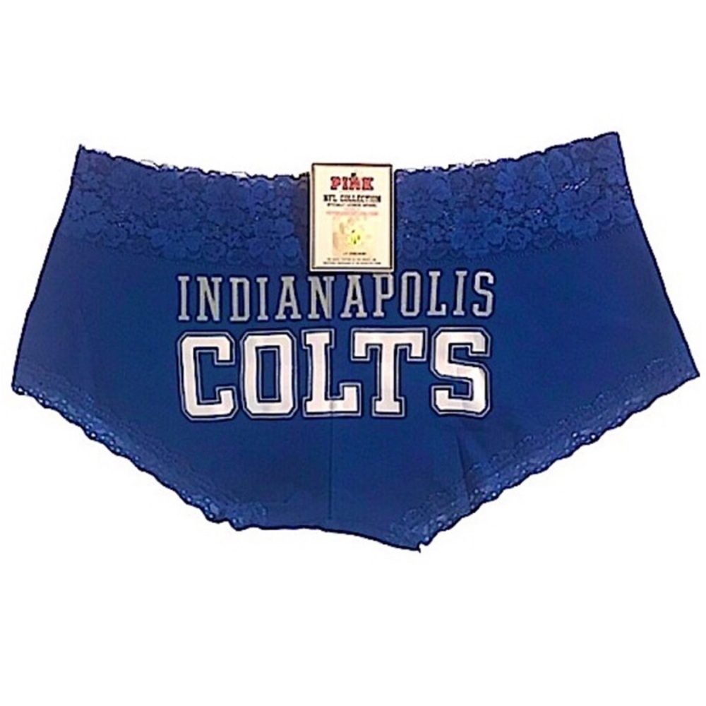 PINK Victoria’s Secret NFL Indianapolis Colts Low Rise Boyshort with Lace Trim - Picture 7 of 16